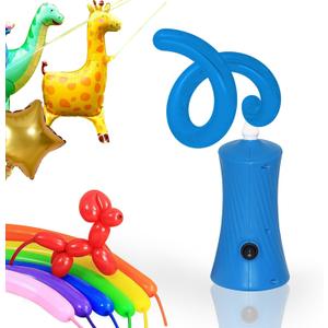 260 Balloon Pump Electric, Portable Automatic Dual Nozzle Inflator with Tying Tools for Long Animal Balloons Birthday Gender Reveal Baby Shower Balloons Party Decorations (Blue)