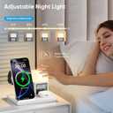6 in 1 Wireless Charging Station with Clock & Night Light，Alarm Clocks for Bedrooms,Wireless Charger Stand with Beside Clock for iPhone 18/17/16/15/14/13/12 Pro Max, Apple Watch,Airpods (White)