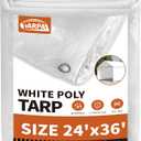 TARPAL White Tarps 24x36 feet 7.5mil Multipurpose Waterproof Poly Tarp, 24x36 Feet-Finished Size