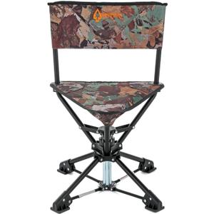 ARROWHEAD OUTDOOR 360° Degree Swivel Hunting Chair Stool Seat, Perfect for Blinds, No Sink Feet, Quick Setup & Takedown, Compact & Lightweight, Carrying Case, Fishing, Rugged 600D Canvas, USA-Based