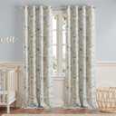 jinchan Nursery Curtains 95% Blackout Blue Floral Curtains for Kids Room, 96 Inch Length Farmhouse Drapes for Bedroom Living Room Darkening Window Treatment Grommet Top Set of 2 Panels