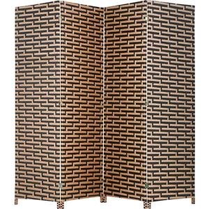 Room Divider Wood Screen 4 Panel Wood Mesh Woven Design Room Screen Divider Folding Portable Partition Screen Screen Wood for Home Office  