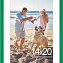 DecorUhome 14x20 Picture Frame, Display Pictures 11x17 with Mat or 14x20 without Mat, Wall Mounting Photo Frame, Green, 1 Pack