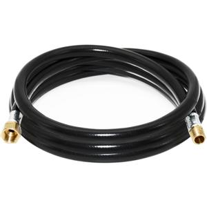 Flame King 120-inch Propane Thermo Plastic Hose Assembly, 3/8-inch ID, 3/8-inch MPT X 1/2-inch Female Flare, for RVs and Travel Trailers