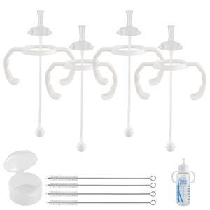 Straw Cup Conversion Kit for Dr Browns Narrow and Narrow Glass Baby Bottles,Weighted Straw Replacement Kit with Soft Straw Top and Handle, 4 Pack, 6m+
