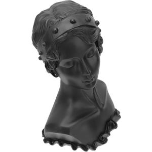 1pc Portrait Display Stand Jewelry Stands Necklace Holder Neck Braces Earring Holder Organizer Jewelry Showcase Necklace Easel Necklace Bust Statue Holder Resin Decorative Craft (28.5x18cm, Black)