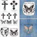 Rngmsi Water Soluble Embroidery Patterns - 3 Sheets Butterfly Cross Stick and Stitch Embroidery Designs, Christian Bible Flower Theme Wash Away Transfer Paper Stabilizers for Hand Sewing