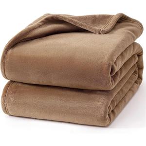 Hansleep Fleece Camel Full Blanket, Super Soft Flannel Fuzzy Plush Cozy Blanket for All Seasons, Camel, Full 84x90 Inches