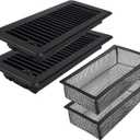 Floor Vent Covers 2 Pack, 4" x 12" (Duct Opening Size) Easy Adjust Vent Deflector Metal Reinforced Weld,Black