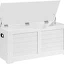VASAGLE Storage Chest, Storage Bench with 2 Safety Hinges, Farmhouse Style, 15.7 x 39.4 x 18.3 Inches, for Entryway, Bedroom, Living Room, Cloud White ULSB061T10