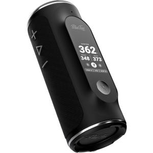 Blue Tees Golf Player+ GPS Speaker with Touch Screen Display, 10+ Hours Battery, 40,000+ Courses, Visual + Audible Distance, Hazard Distance - IPX7 Waterproof (Black)