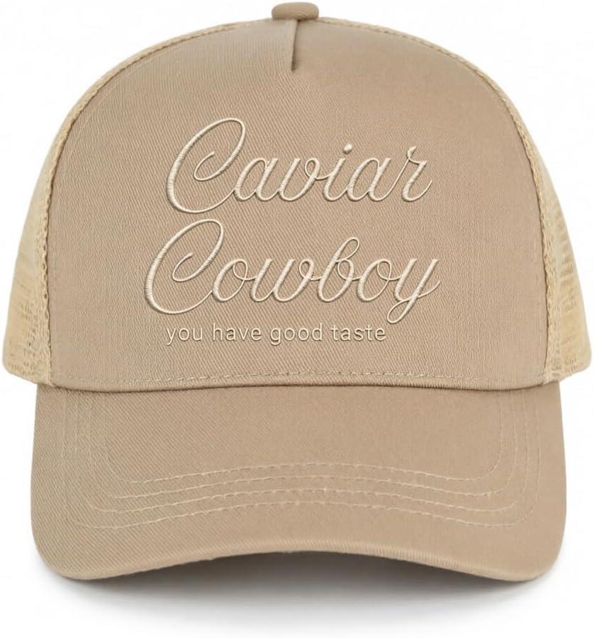 Western Trucker Hat Cowboy Cowgirl Outfits Country Music Festival Hats for Men Women (Beige)