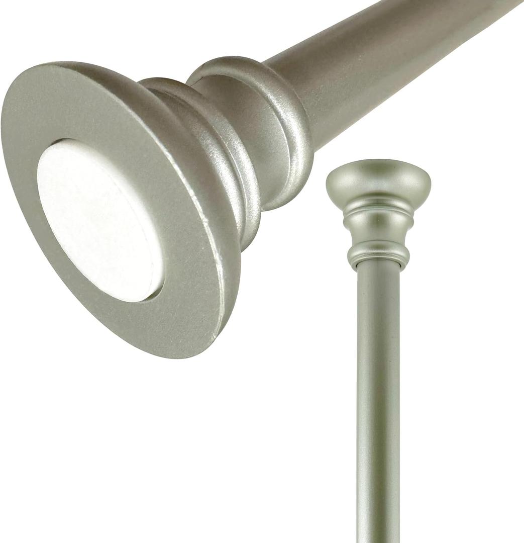 Amazing Drapery Hardware 5/8 Inch Brushed Nickel Spring Tension Rods, Set of 1 - Adjustable Length 28-48 Inches - Twist to Fit Curtain Rods for Lightweight Sheer Panels, Windows, and Small Spaces