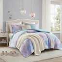Intelligent Design Queen/Full Size Comforter Set, Watercolor Queen Bedding Sets, Tie Dye Comforter Set for Teen Girl & Boys, 4 Pieces Cassiopeia Comforter, Sham, Throw Pillow Full/Queen Pink/Blue