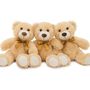 MorisMos 3Pcs Teddy Bears Bulk Baby Shower, 14inch Cute Teddy Bear Stuffed Animals Plush, Small Stuffed Bears on Centerpiece Baby Shower, 3Pcs Brown