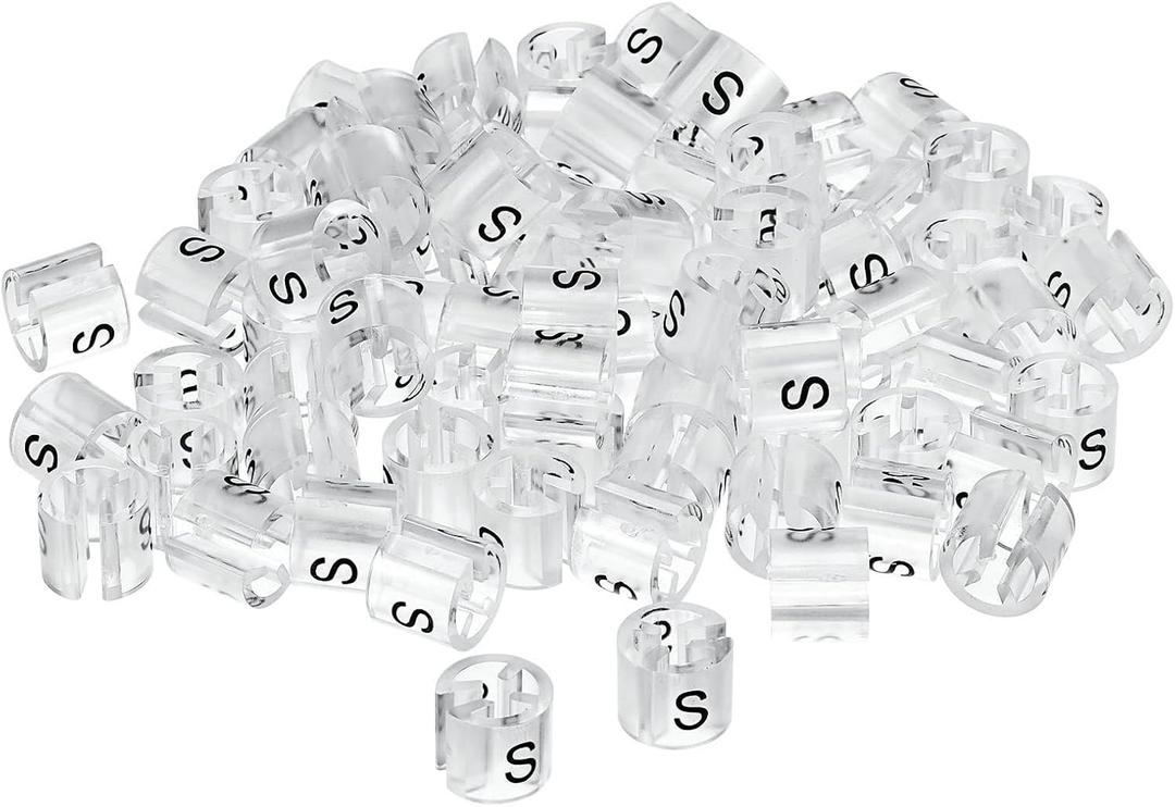 uxcell 160pcs Clothes Hanger Markers S Size Tags, Fit 3.5mm Rod Garment Size Hanger Clips Garment Color Coding Label for Clothing Hangers, Transparent