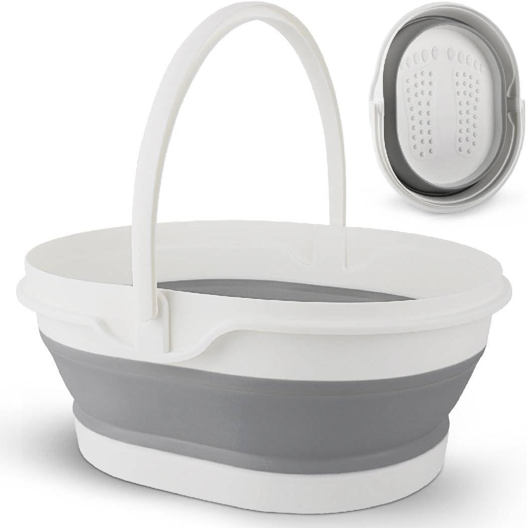 Collapsible Foot Soaking Tub for Foot Bath Soak Spa, Foot Tub for Soaking Feet Massager Health Care, Plastic Bucket with Handle Wash Basin Laundry Basket for Travel Beach RV, Gifts for Women Parents