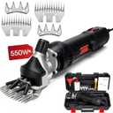 Sheep Shears Electric 550W - Professional Sheep Clippers Two Blades, 6 Speed Heavy Duty Livestock Haircut for Grooming Sheep Goats Large Dog Thick Coats Animals with Lubricant (Black)