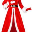 Haysandy Mrs Claus Costume Women Christmas Claus Costume Santa Dress Velvet Hooded Xmas Cosplay Outfit with Gloves (Medium, Red)