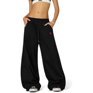 Aelfric Eden Super Baggy Barrel Sweatpants Casual Wide Leg Pants Elastic Waist Lantern Trouser Unisex (Large, Black)