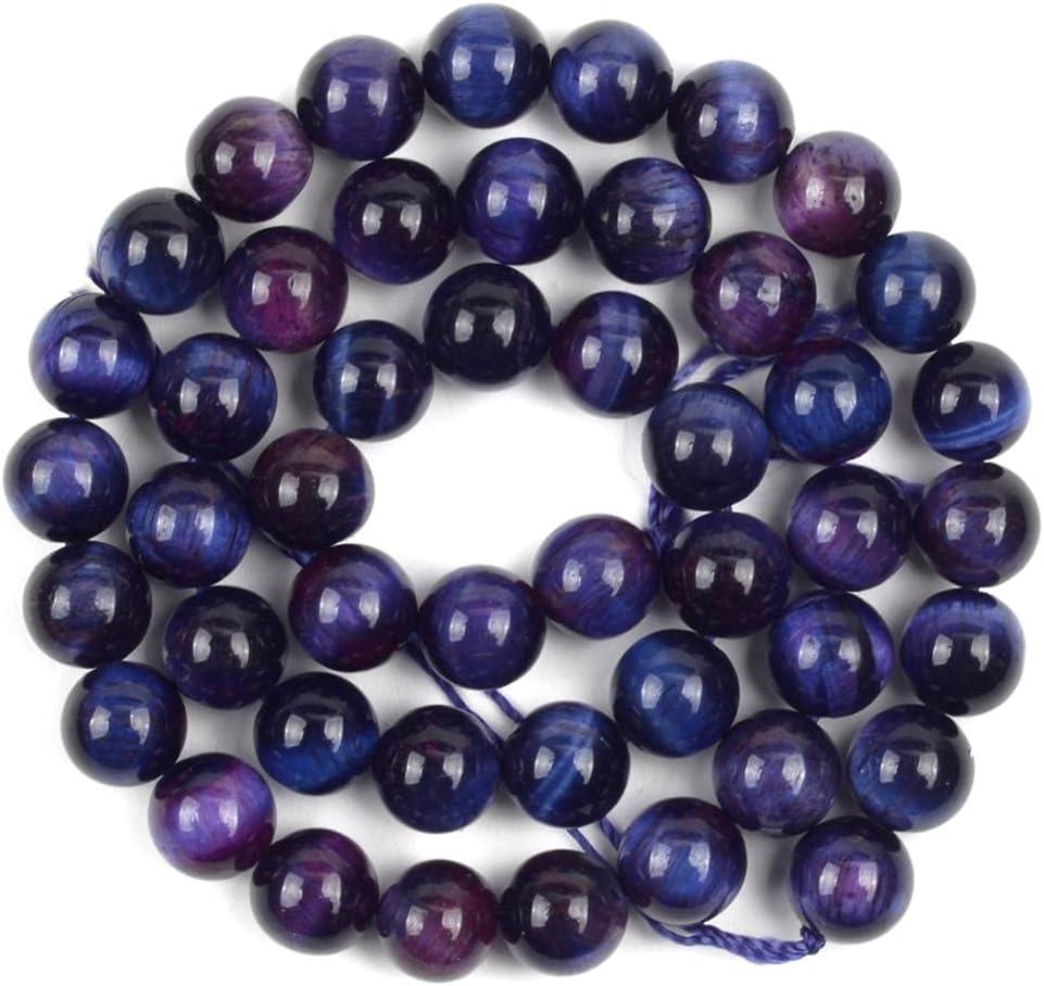 ALBERTAD Natural Colorful Tiger Eye Agates Stone Beads Round Loose Spacer Beads for Jewelry Making 4/6/8/10/12Mm DIY Bracelet Necklace - (Color: Purple Blue Tiger/Size: 12Mm 29 to 30Pcs)