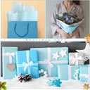 Hestya 50 Sheets Christmas Tissue Paper with 2 Ribbon 19.6 x 27.5 Inch for Wrapping Gift Party Supplies Holiday Xmas Presents Crafts(Sky Blue,Light Blue,Silver)
