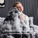 Wonderful - 3 Pieces Faux Rabbit Fur Comforter Set King Size, Grey Tie Dye Plush Bedding Set, 3D Sculpted Bubble Warm Fluffy Comforter for Winter