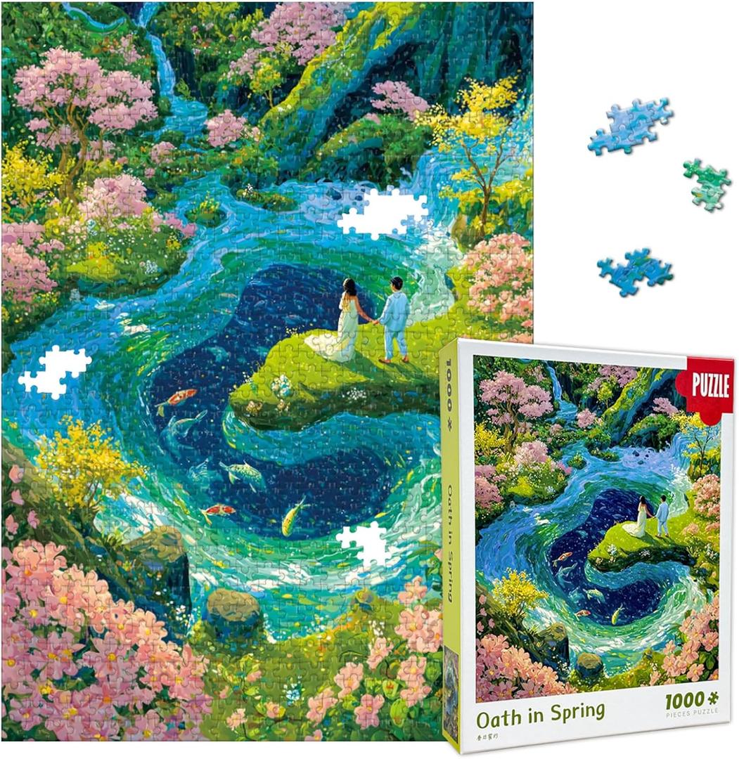 GIVEITALL Jigsaw Puzzle 1000 Pieces for Adults Challenging Gifts, Spring | Large Piece, High Difficulty Challenge, Home Wall Decoration, Family Activity Gift for Adults & Kids