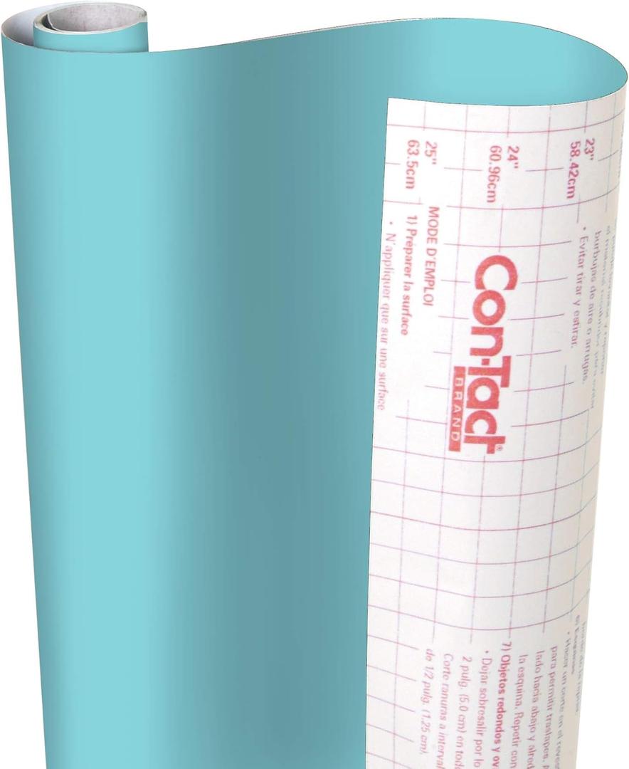 Con-Tact Brand Creative Covering, Self-Adhesive Shelf Liner, Multi-Purpose Vinyl Roll, Easy to Use and Apply, 18'' x 16', Teal