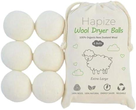 Hapize Wool Dryer Ball 6pk White, Set of 2
