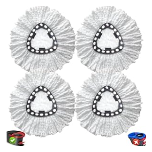 4 Pack Spin Mop Replacement Head Compatible with O-Cedar EasyWring 1 Tank Mops,Microfiber Mop Refills,Easy to Install and Replace,Machine Washable,Also for Sensitive Floors