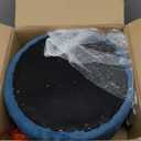 Cplxroc Footrest Footstools Round Faux Fur Ottoman with Storage Space Soft Vanity Chair Seat Coffee Table Ottoman Small Side Table Metal Legs with Adjustable Footings (Dark Blue)