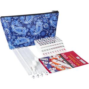 TIASUSAN Travel Mini American Mahjong Set, Mahjong Game Set with 166 White Tiles (0.8"), Complete Set with 4 Racks, and Thickened Blue Printed MahJongg Tiles Bag, Portable Travel Mahjongg Set