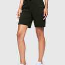 Women's 7" Athletic Hiking Long Shorts with Pockets High Waisted Army Green (XXL)