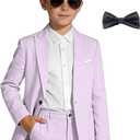 Boys Linen Suits Size 12 Kids Purple Suit Formal Wedding Slim Fit Tuxedo Outfit for Toddler Boy Dress Clothes Summer Beach Dresswear Set