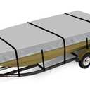 Jon Boat Cover 14 ft, 900D Heavy Duty Trailerable Waterproof Jon Boat Cover 14 Foot with Motor Cover, Marine Grade Canvas,Gray (B Fits 14ft Length, Beam Width up to 70'')
