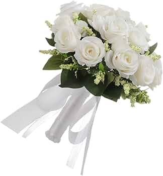 ABOOFAN Bridal Bouquet Wedding Bouquet Wedding Supplies Bouquets for Wedding Artificial Flower Bouquet Wedding Throw Bouquet Bridal Holding Bouquet White Handheld Pearl Flowers Bridesmaid, 25X25X25CM