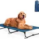 Folding Raised Dog Bed, Large Outdoor Elevated Dog Cot, Cooling Chew Proof Pet Cots Bed, Portable, Heavy Duty Up to 160 lbs, Pet Cot for Camping, Home, Dark Blue, 49"x33"x7" 