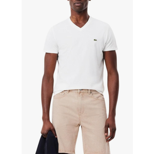 Lacoste Men's Short Sleeve V-Neck Pima Cotton Jersey T-Shirt, Size L