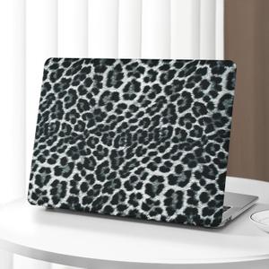 Compatible with MacBook Air 13 Inch Case2022 2021 2020 2019 2018 Release A1932 A2179 M1 A2337 Touch ID, Aesthetic Leopard Leather Plastic Hard Shell Case Transparent Keyboard Cover, Grey
