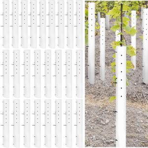 Pushglossy 5 Pack 36 Inch Tree Seedling Sapling Grow Tube Standard Vented Seedling Protectors Split Tree Grow Protector with Releasable Zip Ties Plant Shelter for Trunk Against Deer Rodent