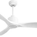 52 Inch Smart Ceiling Fan with Quiet DC Motor, 3 Blade High CFM Indoor Outdoor Modern White Ceiling Fan with Lights Remote Control for Bedroom Living Room