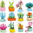 24PCS Flowers Succulents Building Blocks Easter Gifts for Kids Party Favors Goodie Bag Stuffers Classroom Prizes Prefilled Easter Basket Treasure Box Toy Birthday Return Gifts for Boys Girls Ages 6+