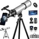 90mm Aperture 600mm Telescope for Adults, Astronomy Beginners Gift Portable High Powered Refractor Telescopes with 2 Eyepieces, Travel Telescope with Carry Bag, Phone Adapter
