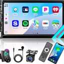 7 Double DIN Car Stereo with Wireless Apple CarPlay Android Auto, Car Radio Bluetooth 5.2, IPS 1024 600 Touch Screen, Backup Camera, FM Radio, Subwoofer, USB,SWC, MIC, Car Audio Receiver,Car Play