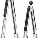 Stainless Steel Tongs for Cooking, Set of 2 (9" & 12")  Heavy-Duty Kitchen and BBQ Grill Tongs with Locking Design, Non-Slip Handle, Dishwasher Safe,Ideal for Grilling, Salad, and Everyday Cooking
