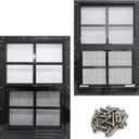NeatiEase 2 Pack Shed Windows with Black Frame, 18x 23 Flush Mount Small Window with Tempered Glass and Fiberglass Screen for Shed, Chicken Coop, Playhouse, Household, Garage