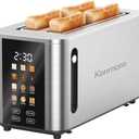 Kenmore 4-Slice Digital Touchscreen Toaster - 1400W Stainless Steel, Wide Slots 6 Shade Settings, Bread Presets, Countdown Timer, Reheat & Defrost Functions Compact Countertop Design tostadora digital (Silver)