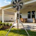 Outdoor Fans for Patios,Cordless Outdoor Fan with Light and Remote,Pedestal to Tabletop & Hanging,Battery Operated Rechargeable Fan,12" Oscillating Fan For Quiet,8 Speeds,Timer,Gazebo,Deck,Porch,Brown