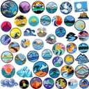 Hotop 48 Pcs Camping Theme Iron on Patches Adventure Outdoor Patch Mountain Hiking Applique Backpacking Sew on Embroidered for Travel Camp Hats Jeans Jackets Clothes Backpack Cap DIY Crafts Sew Making